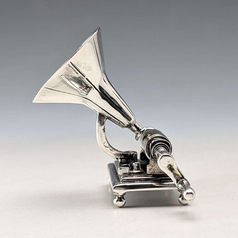 Italian vintage sterling silver gramophone miniature 31g MEDUSA ORO