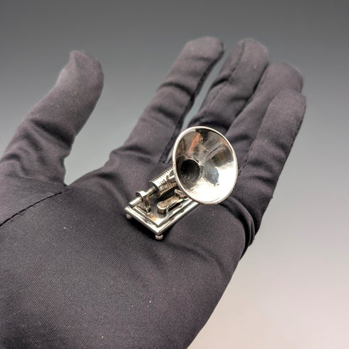 イタリア ヴィンテージ 純銀製 グラモフォン蓄音機 ミニチュア 31g MEDUSA ORO