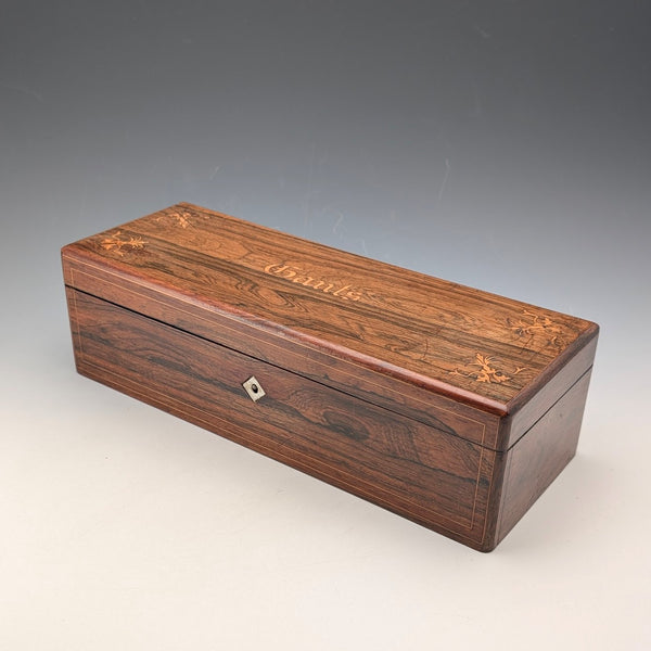 Late 19th Century French Antique Inlaid Wooden Glove Box