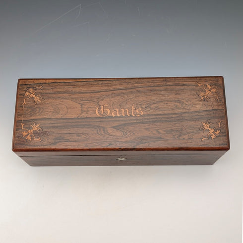 19世紀晚期法國古董鑲嵌木製手套箱