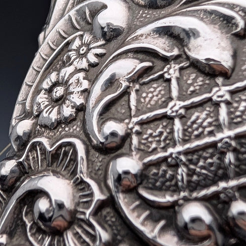 1910 年英國古董純銀裝飾手柄髮刷一對 J&R Griffin