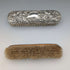 1908 British antique sterling silver decorated handle clothes brush pair J&R Griffin