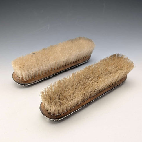 1908 British antique sterling silver decorated handle clothes brush pair J&R Griffin