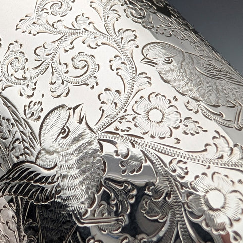 1906年英國古董純銀花鳥裝飾馬克杯 187克 George Edward & Sons