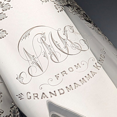 1906年英國古董純銀花鳥裝飾馬克杯 187克 George Edward & Sons