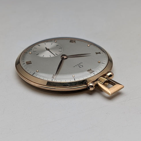 約1939年產歐米茄懷錶,K18黃金,薄型開放式錶盤,運作良好