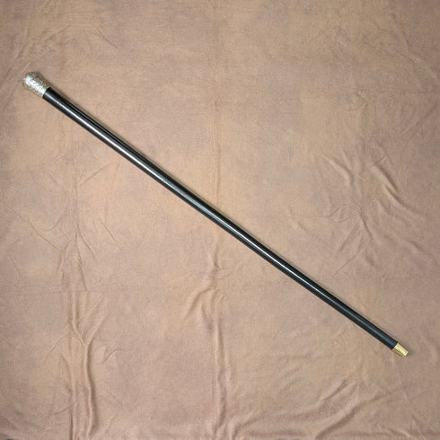 1910年 英国アンティーク ブラックシャフト 純銀製ロンデルハンドル 杖 84cm