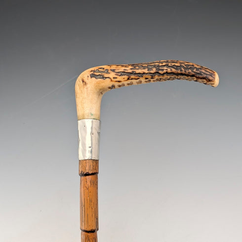 1906 年英國古董棕褐色軸鹿角離合器手柄手杖 80 厘米