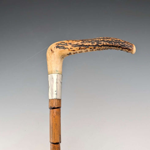 1906 年英國古董棕褐色軸鹿角離合器手柄手杖 80 厘米