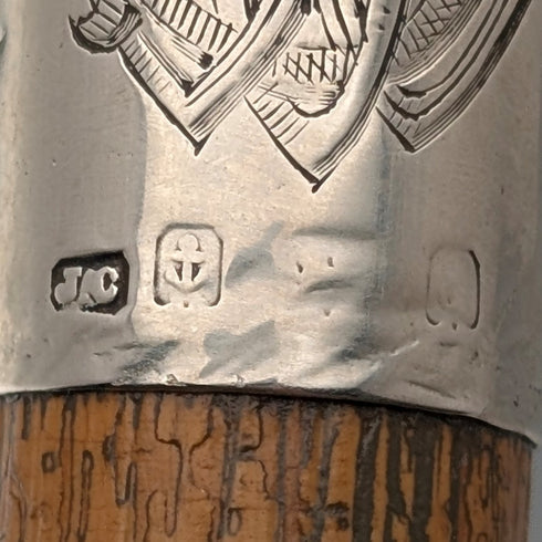 1906年 英国アンティーク タンシャフト アントラークラッチハンドル ステッキ 杖 80cm