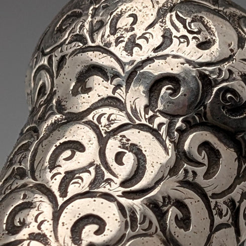 1910年 英国アンティーク ブラックシャフト 純銀製ロンデルハンドル 杖 84cm