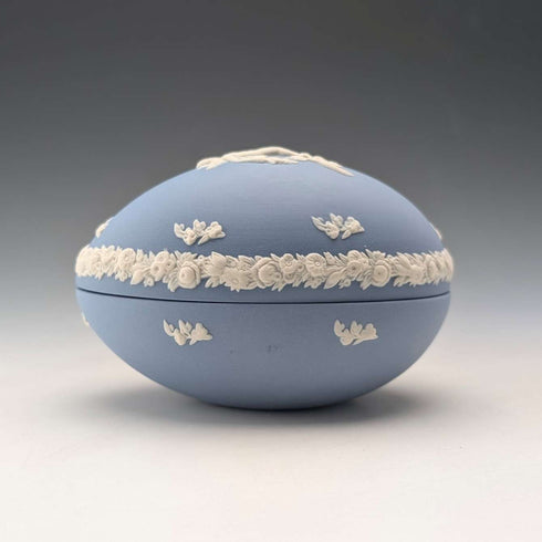 英國復古 Wedgwood Jasperware 蛋形小物盒,淡藍色