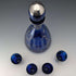 Vintage American Cobalt Blue Silver Overlay Decanter Cups Set of 4