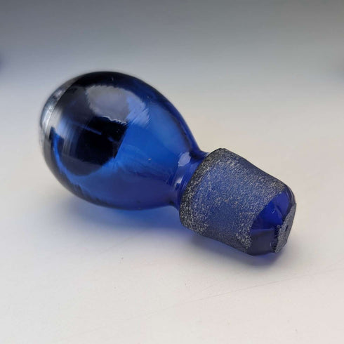 Vintage American Cobalt Blue Silver Overlay Decanter Cups Set of 4