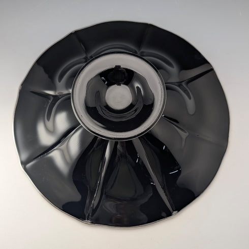 古董美國烏木玻璃銀覆蓋高腳碗,直徑 28 厘米