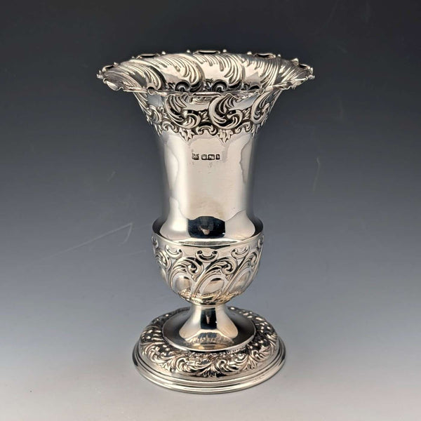 1900年 英国アンティーク 純銀製 花瓶 ベース 計203g Fenton Brothers