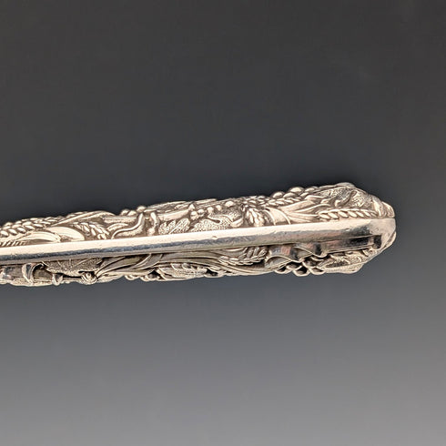 初期ビクトリアン 英国アンティーク 純銀ハンドル デザートカトラリー5ペア Aaron Hadfield