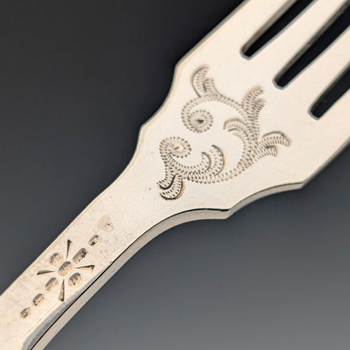 1923 British Antique Pure Silver Handle Dessert Cutlery 5 Pair Yates Brothers Wooden Box