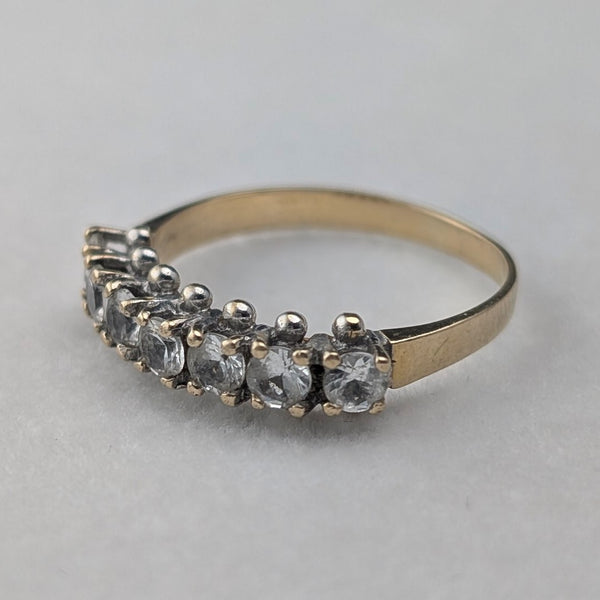 アンティーク ジュエリー K9ゴールド 7連スピネル リング 2.2g(12号) 指輪