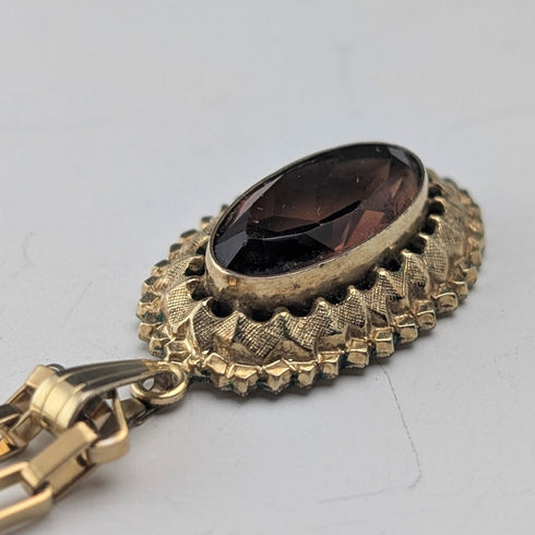 復古捲金切割寶石吊墜和項鍊