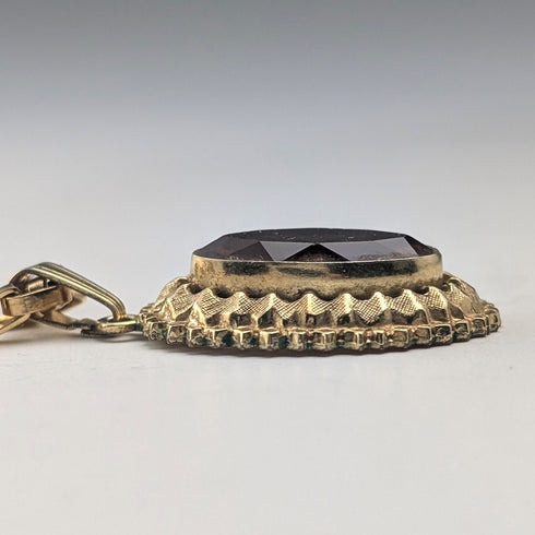 ヴィンテージ ロールドゴールド製 カットストーン ペンダント ネックレス付