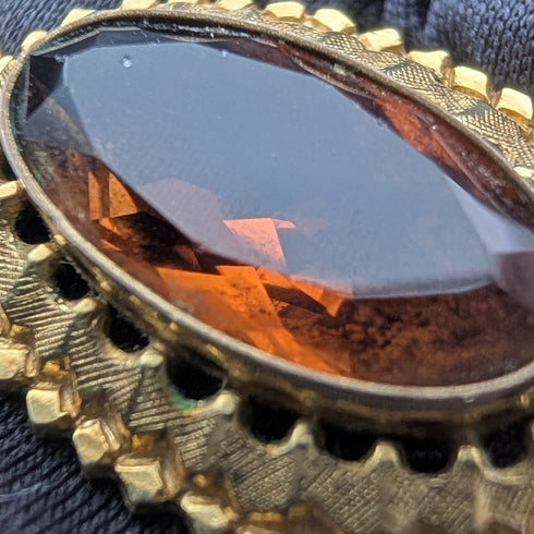 ヴィンテージ ロールドゴールド製 カットストーン ペンダント ネックレス付