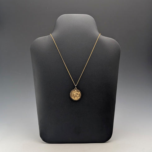Vintage Rold Gold St. Christopher Medal Pendant with Necklace