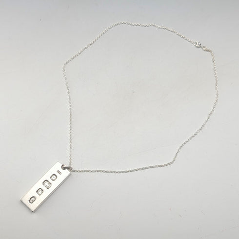 1977年 英国 純銀製 ジュビリーインゴットペンダント計34.6g 純銀ネックレス付 S.H.S