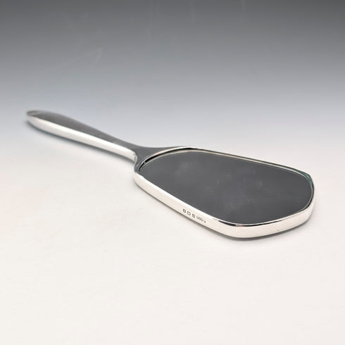 1947年 英国ヴィンテージ 純銀ギロシェエナメル花鳥装飾 ハンドミラー Henry Clifford Davis