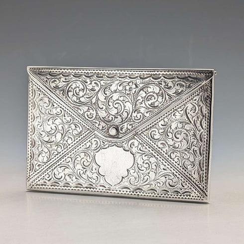 1909 British antique sterling silver envelope-style card case, 57g, Adie&Lovekin