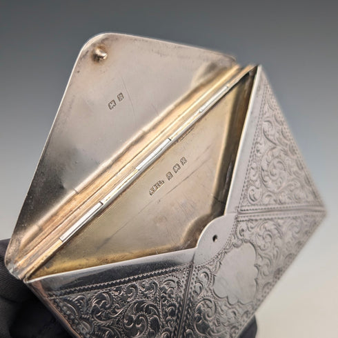 1909年 英国アンティーク 純銀製 封筒型カードケース 57g Adie&Lovekin