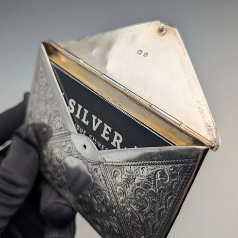 1909 British antique sterling silver envelope-style card case, 57g, Adie&Lovekin