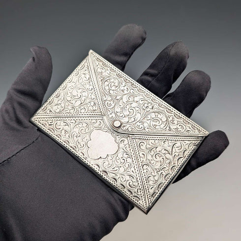 1909 British antique sterling silver envelope-style card case, 57g, Adie&Lovekin