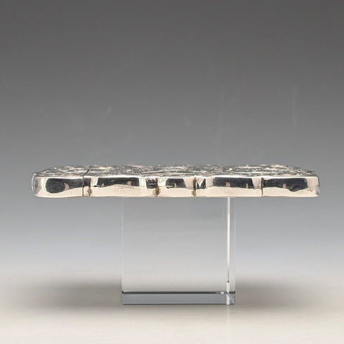 1849 British antique scroll engraved sterling silver card case, 71g, Taylor & Perry