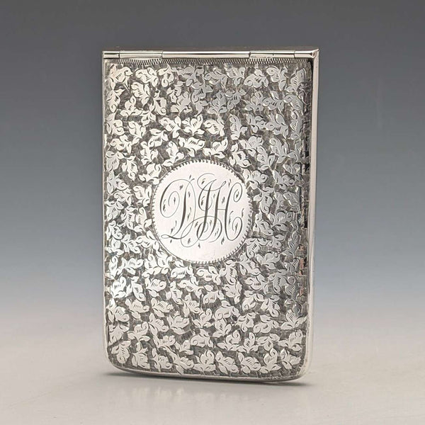 1897 British antique sterling silver sliding card case 80g Henry Williamson