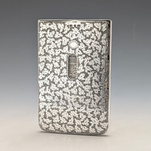 1897 British antique sterling silver sliding card case 80g Henry Williamson