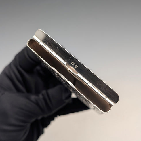 1897 British antique sterling silver sliding card case 80g Henry Williamson