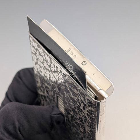 1897 British antique sterling silver sliding card case 80g Henry Williamson