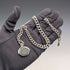 Circa 1919 British antique sterling silver Albert chain, 61g, sterling silver base, two-tone rotating fob