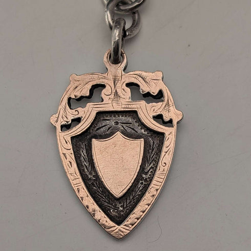 1929 British Vintage Sterling Silver Double Albert Chain 56g Gold Plated Sterling Silver Medal Fob