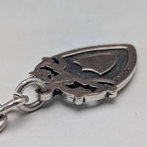 1929 British Vintage Sterling Silver Double Albert Chain 56g Gold Plated Sterling Silver Medal Fob