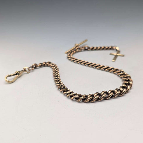 Antique rolled gold Albert chain cross fob