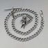 Circa 1900 British antique sterling silver long Albert chain 48g clown charm fob