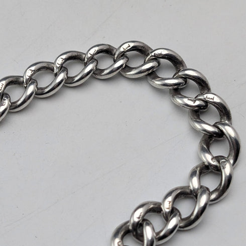 1900年頃 英国アンティーク 純銀製アルバートチェーン 53g 純銀大型メダルフォブ