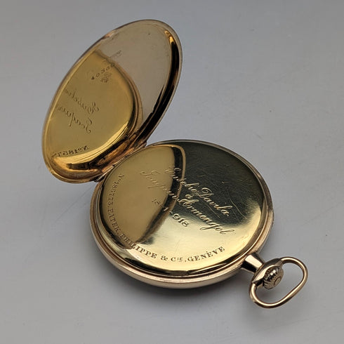 約 1918 年百達翡麗懷錶,18K 純金,開放式,已保養