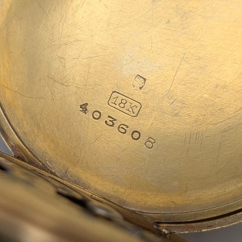 約 1918 年百達翡麗懷錶,18K 純金,開放式,已保養