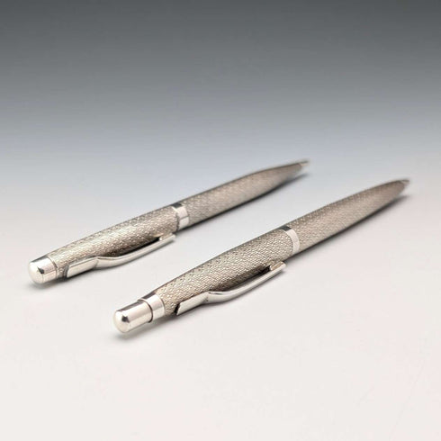 1975 British vintage sterling silver ballpoint pen and push-type pencil William Manton with case