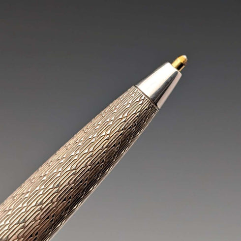 1975 British vintage sterling silver ballpoint pen and push-type pencil William Manton with case