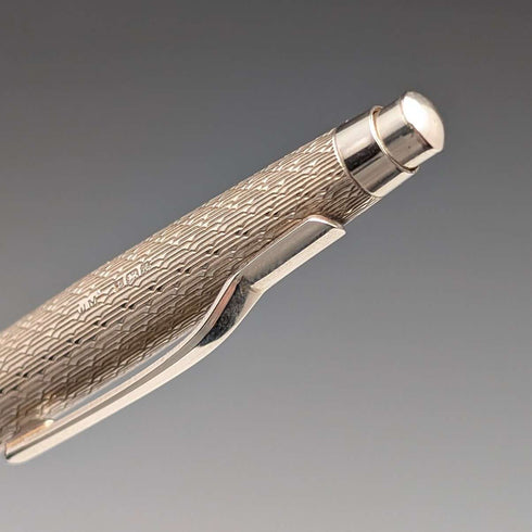 1975 British vintage sterling silver ballpoint pen and push-type pencil William Manton with case
