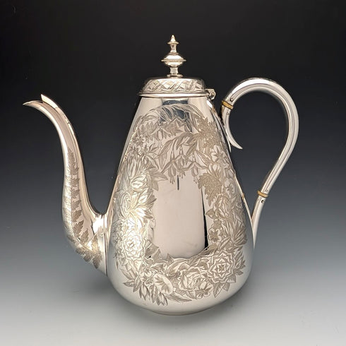 約 1885 年英國古董銀盤咖啡壺 Mappin Brothers